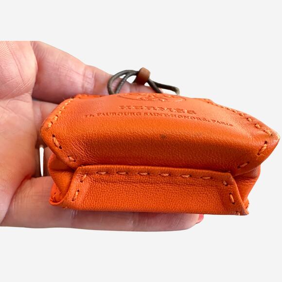 Hermes Orange Shopping Bag Purse Charm - Picture 5 of 8